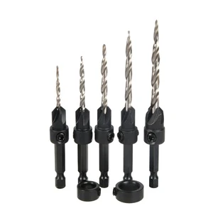 5Pcs HSS Taper Drill Bit Wood Countersink Set for Tapered Hole Wood Screw