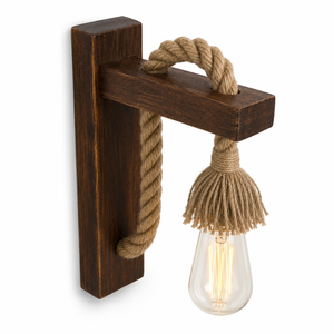 Industrial Pine Wood Hemp Rope Wall Lamp Handmade Vietnam Wholesale Bar Hotel Lobby