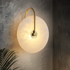 Decorative Designer Modern LED Wall Light Indoor Luxury Iron Base Alabaster Wall Mounted Bedside wall light for Hotel Villa