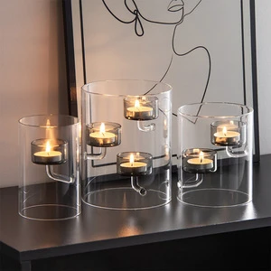 Elegant European Lantern Glass Candle Holder Windproof Cozy Dinner Light
