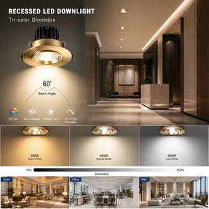 Spotlight Dimmable 4 Inch 10w Cob Led Recessed Ceiling Downlight Warm White Neutral Adjustable Beam Angle