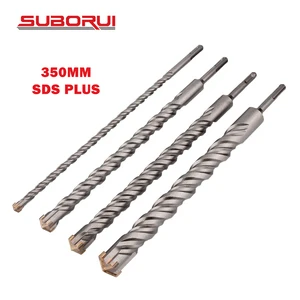 SUBORUI 350mm YG8C SDS Plus Tungsten Carbide Cross Tip Electrical Rotary Masonry Hammer Drill Bits for Stone Marble Concrete