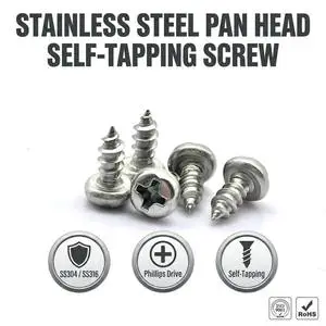 ST2 ST3 ST4 ST5 Metric Stainless Steel Phillips Pan Head Self Tapping Screw SS304 SS316 Class 8.8 OEM Industrial Custom