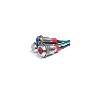Small Wired IP66 Waterproof LED Metal Power Indicator Light 6mm Perforated Multi-color Luminous Signal Light 3V/6V/220V