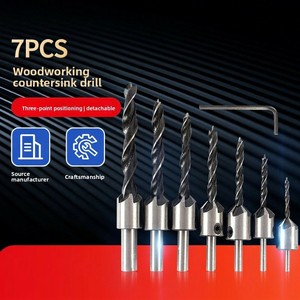 Wholesale 7-piece Three-flute Carpenters Countersink Drill Set Shank pilot Countersinking Reaming Twist Drills