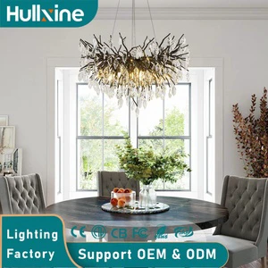 Black Tree Branches Chandelier, Modern Living Room Chandeliers with Crystal, for Kitchen Island, Bedroom, Entryway, Bathroom