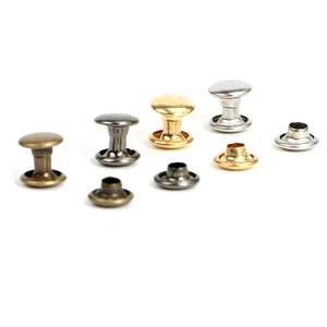 Custom Brass Metal Mushroom Head Decorative Hollow Rivet Stud Double Cap Garment Rivet For Leather