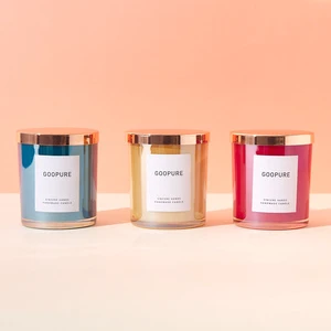 Luxury Candle Jar 10oz Empty Glossy Glass Jars Candle Holder with Gold Lids Recoverable