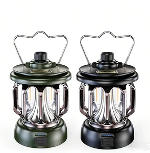 Rechargeable Retro LED Camping Lantern Portable Emergency Outdoor Light with AA Battery 3 Lighting Modes Warm/White Light 183lm