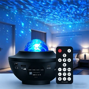 Mini Bowl Star Projector Light, USB Music Rotating Water Ripple Starry Sky Laser Ambient Light