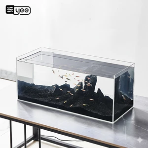 YEE Factory Wholesales Low Iron Ultra Clear Glass Aquariums Desktop Fish Tank With Light