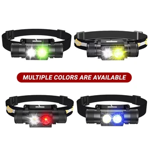Rechargeable LED Headlamp Red Blue Green Yellow Head Light Safety Portable Head Torch for Outdoor Night Work Camping