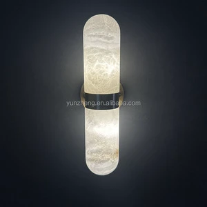 Modern Nordic LED Alabaster Wall Lamp Creative Indoor Cosmetic Mirror Durable Copper Simple Lines for Home Living Room Bedroom