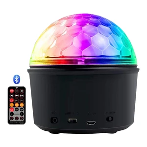 DC5V USB Powered Sound Activated 9 Colors LED Disco Party Light Music Crystal Ball Light With Speaker