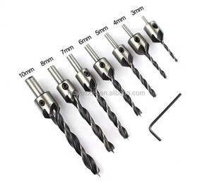 7PcsCountersink Drill Bit Head Drilling Bit Set 3 Tips Woodworking Drill 3,4,5,6,7,8,10mm Countersunk Drills