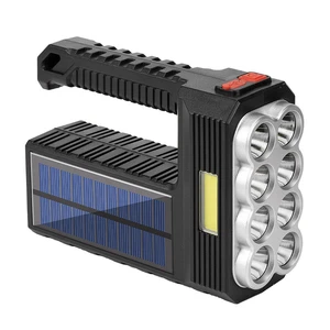Solar-Powered 8 LED Long-Run-Time Flashlight Ultra-Bright Rechargeable Patrol Lantern COB Work Camping Waterproof Searchlight
