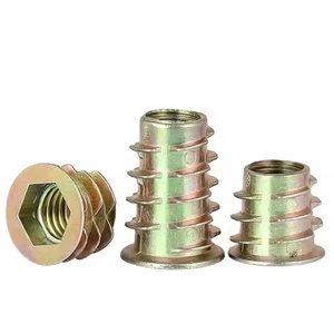 Factory Custom Alloy Furniture Wood Thread Nut Hexagonal Insert Nut Internal Thread External Thread
