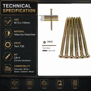 Countersunk Torx Windows Doors Formwork Masonry Block Fully Threaded Anchor Concrete Screws