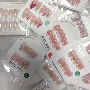 Factory Price Random Mixed Nails Designs High Quality Handmade Press on Nails for Women Thick Acrylic Gel Nails for Girls
