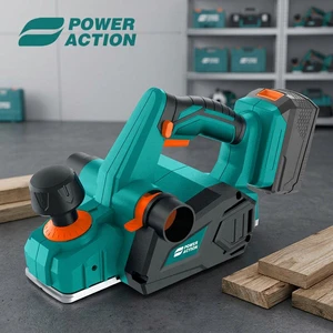 POWER ACTION 20V Cordless Brushless Wood Planer with 2.0Ah Battery and Charger Portable Electric Hand Planer