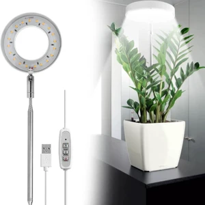 Adjustable 3.5in Angel Ring Full Spectrum LED Plant Light with Blue Light for Indoor Succulent & Potted Plant Growth Bloom Light