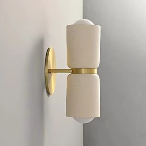 Cross-border New Arrival French Cream Style Double-head LED Wall Lamp for Bedrooms Living Rooms Stairwells; Stylish Ceramic Wall