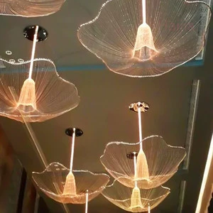 Cafes Hotel Salon Hanging Decoration Umbrella Shape Led Fiber Optic Art Light