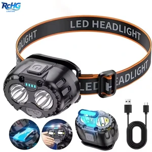 Powerful LED Headlamp IP65 Waterproof Sensor Headlamp Fishing Camping USB Head Flashlight Torch Headlights Front Lantern