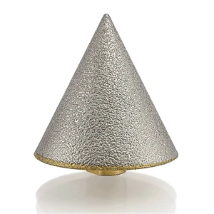 Cone Shape Vacuum Brazed Diamond Reaming Bit Conical Stone Edge Diamond Chamfering Bit Grinding Head Drill Bit