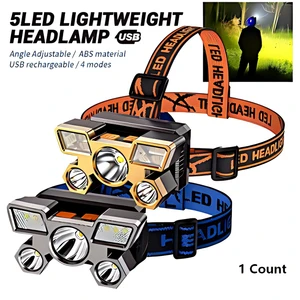 5LED Super Bright High-Power Rechargeable LED Headlamp for Fishing Camping & Mining Long-Distance Mini Lamp Lithium Battery