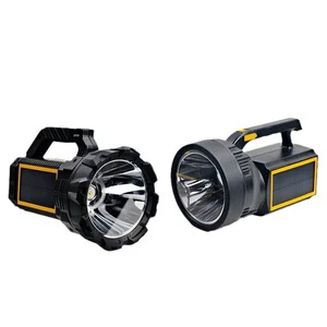 Outdoor Searchlight Solar Panel ABS Multifunctional Strong Light Portable Super Bright Handheld USB/Solar Flashlight IP20 Rated