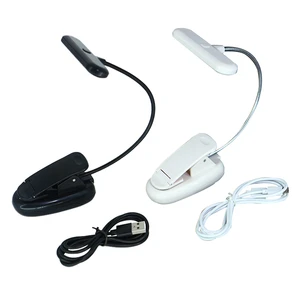 New Design Metal ABS Black & White Adjustable Reading Light USB Battery Music Stand Lamp Portable Table Clip-on LED Light Clamp
