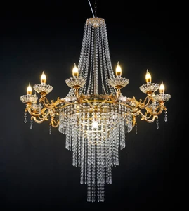 Aolier 12 Heads Crystal Chain Chandeliers Wedding Venue Layout Droplight Props Chandelier