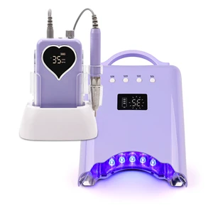 Purple 35000RPM Rechargeable Nail Drill Machine for Polished Exfoliation with Brushless Low Noise Nail Drill Sander for Gel Nail
