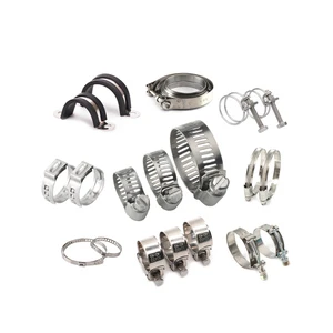 Pipe Clamp Hose Clip Adjustable Worm Drive Hose Clamp Pipe Clip Stainless Steel Worm Gear Hose Clamp for Industrial Marine
