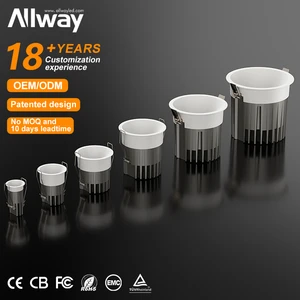 Allway High Lumens Ceiling Recessed Mounted Round Shape Indoor Hotel Project 5w 7w 12w 20w 30w 40w Led Downlight