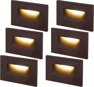 TAIKOO Outdoor Indoor Waterproof Stainless Steel Body Black Square Recessed Dimmable Led Step Stair Lights Wall Lamp