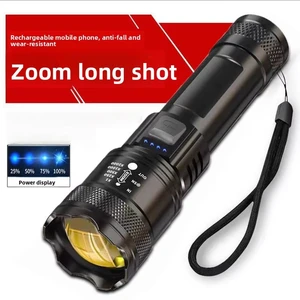 Super Bright LED Flashlight Zoomable Portable Searchlight Waterproof ABS USB Rechargeable 10W Camping Torch