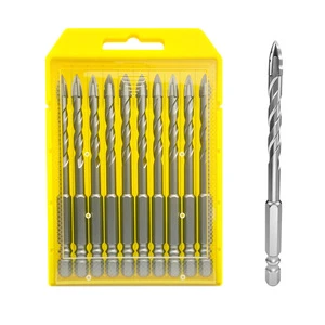 Cross Four-Blade Saw Drill Bit Offset Head Ceramic Hex Shank Hole Opener Multi-Functional Durable Carbide Steel Drilling Set