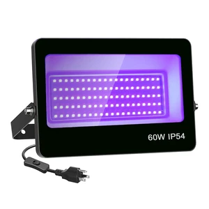 UV Flood Light 60W Glow Dark Body Paint LED Stage Lights Curing IP54 Party UV LED Black Lights Reflector for UV Curing Lamp