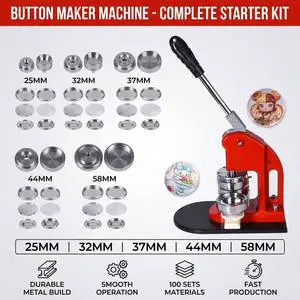 Wholesale 25-75mm Metal Badge Maker Machine Heavy Duty Button Press For Pin Badge And Refrigerator Fridge Magnet Making Factory