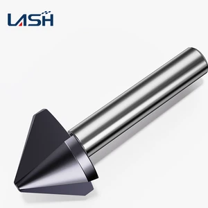 90 Degree Cobalt Containing Chamfer Cutter One-Piece Construction TiAIN Coated HRC65 3 Flutes Countersink Drill Bit for Milling