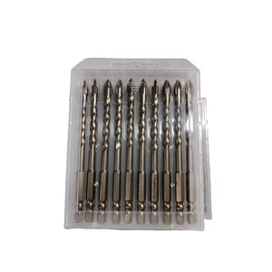 Amber Color Tungsten 6mm Glass Drill Bit Double R Spear Head Cross Head with Hex Shank Multipurpose Drill Bits