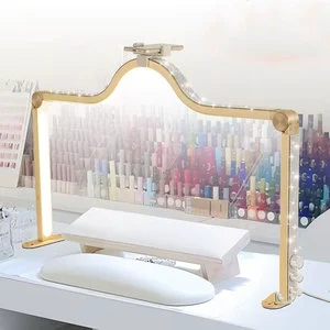Gold Table UV LED Salon Eyelash Extension Desk Light Adjustable Brightness 48W Rhinestone Square Foldable Rechargeable Home Nail