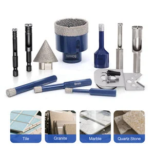 Diamond Hole Saw Tile Drill Bits Kit Funlin Brand 3/8 Shank 60/62mm Length Customizable Alloy Steel Core Drill Bit For Marble