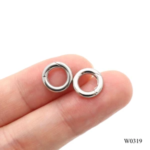 Tiny Stainless Steel Spring O Ring 10mm Round O Ring Carabiner Open Gate Ring Clip for Charms