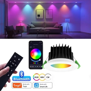 Tuya Zigbee LED Downlight 10W 90mm RGB Dimmable Home Lamp WIFI For Bluetooth Spotlight For Europe AC110v 220v Intelligent Lights