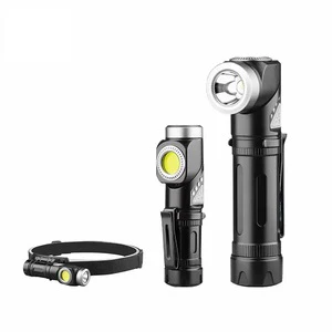 Hot Sale Corner Adjustable Angle Led High Power Rechargeable Flashlight Red Led Magnetic Clip On Torch Light With Headstrap