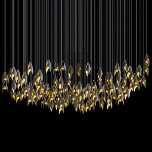 Contemporary Interior Decoration Fixture Custom Hall Staircase Hotel Lobby LED Chandelier Lamp