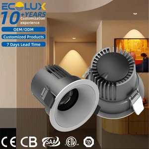 Ecolux High End LED COB Recessed Spotlight CRI 90 Anti-glare Deep Baffle Trimless Modern Architectural Downlight For Hotel Mall